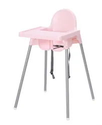 Set ghế ăn dặm màu hồng + khay ăn ANTILOP IKEA