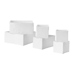 Set 6 hộp vải trữ đồ màu trắng SKUBB IKEA